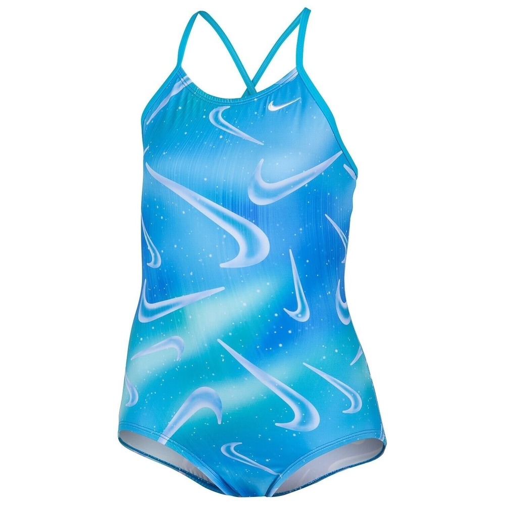 Nike Girls' Aurora Swoosh Swimsuit, Blue -  X-Large, XL
